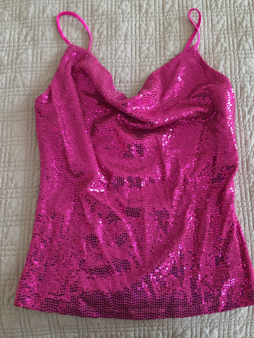 Renee C. Fuchsia Sequin Cowl Neck Camisole